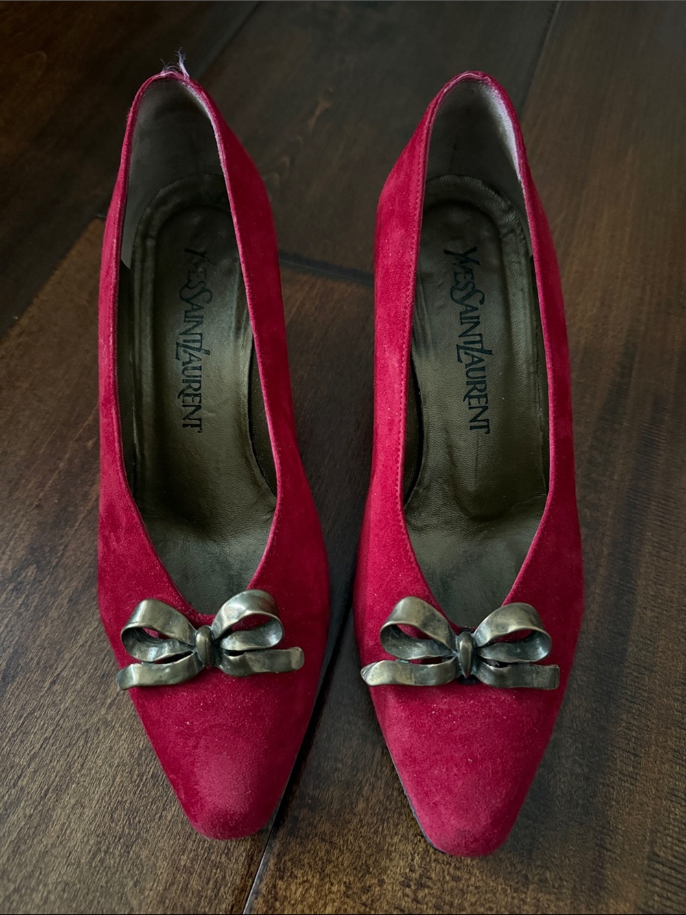 Yves Saint Laurent Vintage Red Suede Shoes Size-5.5